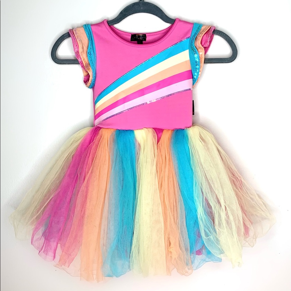 ⚡️JOJO’S CLOSET⚡️Girl’s JoJo Siwa Hot Pink & Rainbow Tutu Party Dress, XS 4/5